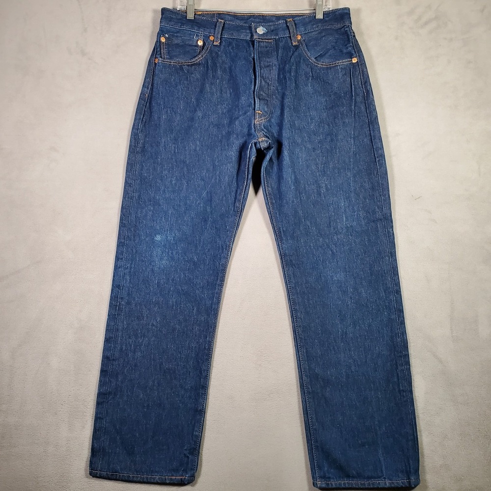 Levis 501 Jeans Mens 35x31(29) Dark Wash Denim Straight Leg Classic‎ Americana